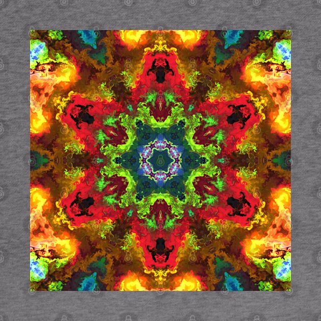 Psychedelic Hippie Flower Green Red and Orange by WormholeOrbital